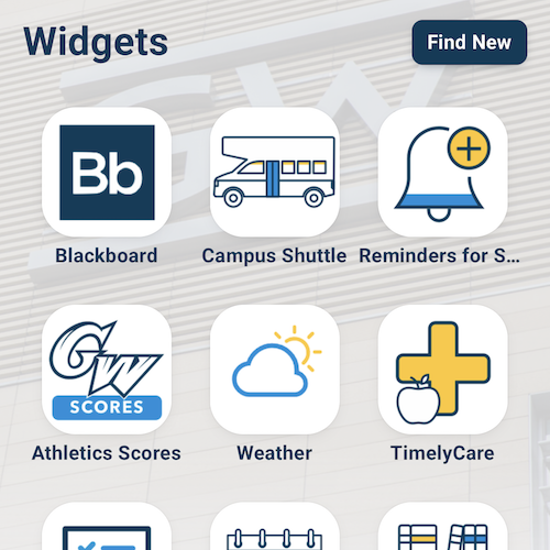 myGW dashboard displays the Campus Shuttles widget